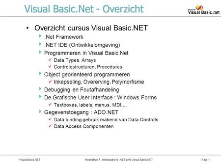 Visual Basic.Net - Overzicht