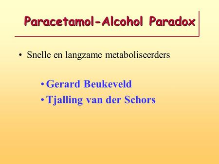 Paracetamol-Alcohol Paradox