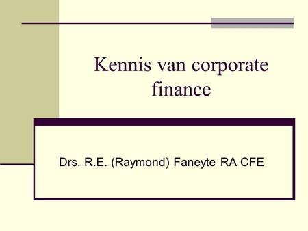 Kennis van corporate finance