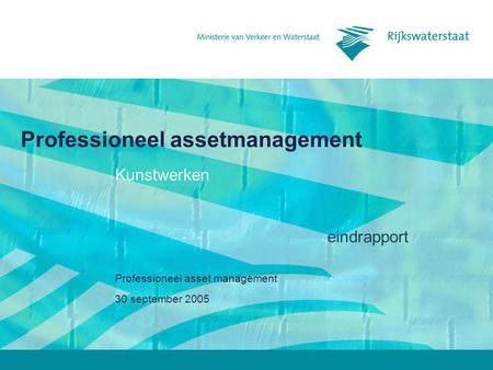 30 september 2005 Professioneel asset management Kunstwerken eindrapport.