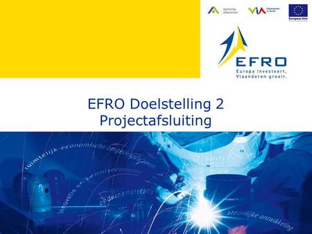 EFRO Doelstelling 2 Projectafsluiting. Inhoud Verlengingsaanvraag Eindrapportering Haal alles uit uw EFRO project: Begeleidingscomité 3 Controlestructuur.