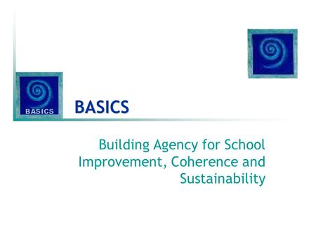 BASICS Building Agency for School Improvement, Coherence and Sustainability.