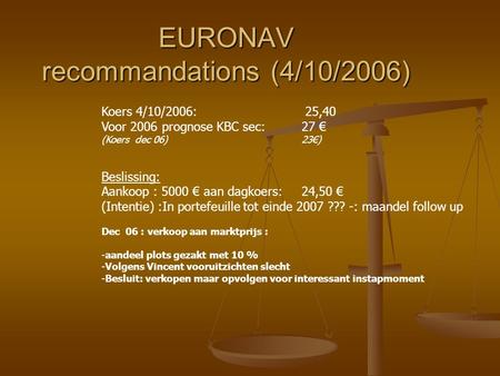 EURONAV recommandations (4/10/2006)