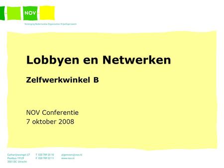Lobbyen en Netwerken Zelfwerkwinkel B