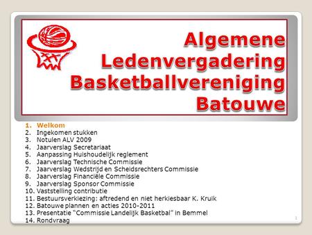 Algemene Ledenvergadering Basketballvereniging Batouwe