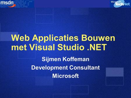 Web Applicaties Bouwen met Visual Studio .NET