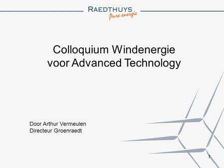 Colloquium Windenergie voor Advanced Technology