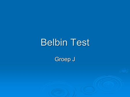 Belbin Test Groep J.