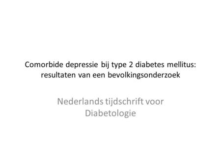 Nederlands tijdschrift voor Diabetologie