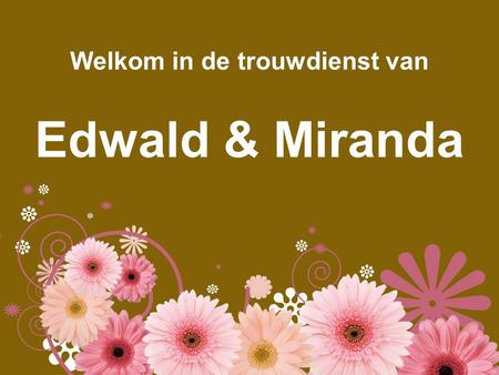 Welkom in de trouwdienst van Edwald & Miranda