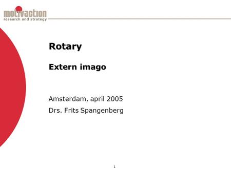 1 Amsterdam, april 2005 Drs. Frits Spangenberg Rotary Extern imago.