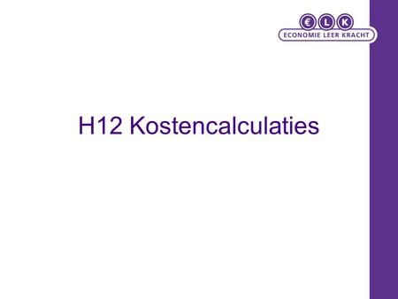 H12 Kostencalculaties.