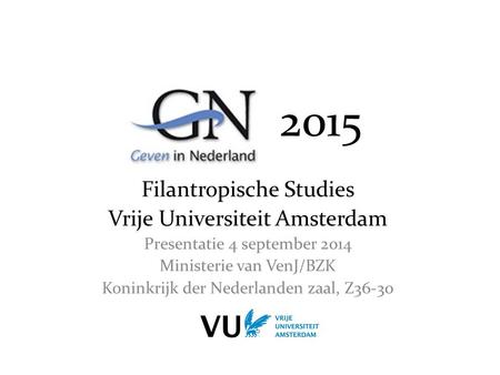 2015 Filantropische Studies Vrije Universiteit Amsterdam