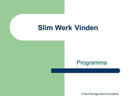 © Alert Management Consultants Slim Werk Vinden Programma.