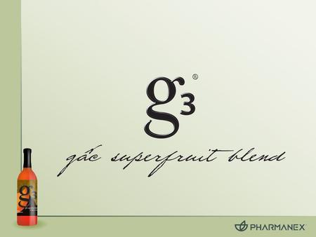 Wat is g3 ? g3 biedt de voordelen van de populaire Zuid-Aziatische supervrucht gâc, in combinatie met drie andere supervruchten. Tot de krachtige fytonutriënten.