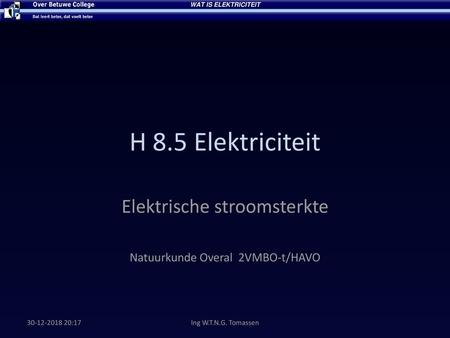 Elektrische stroomsterkte Natuurkunde Overal 2VMBO-t/HAVO