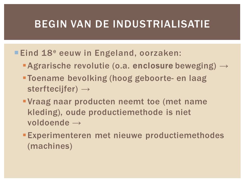 Begin van de industrialisatie