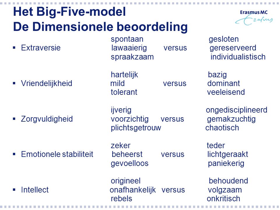 Het Big-Five-model De Dimensionele beoordeling