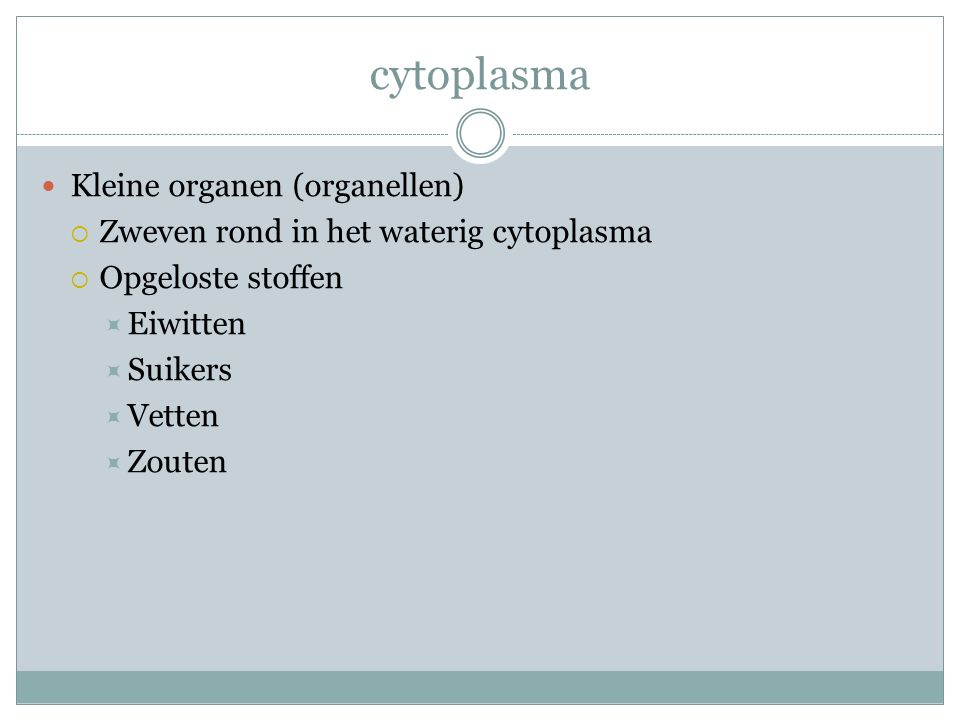 cytoplasma Kleine organen (organellen)