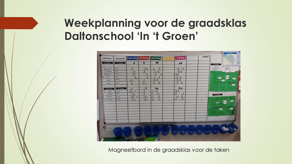 Weekplanning voor de graadsklas Daltonschool ‘In ‘t Groen’