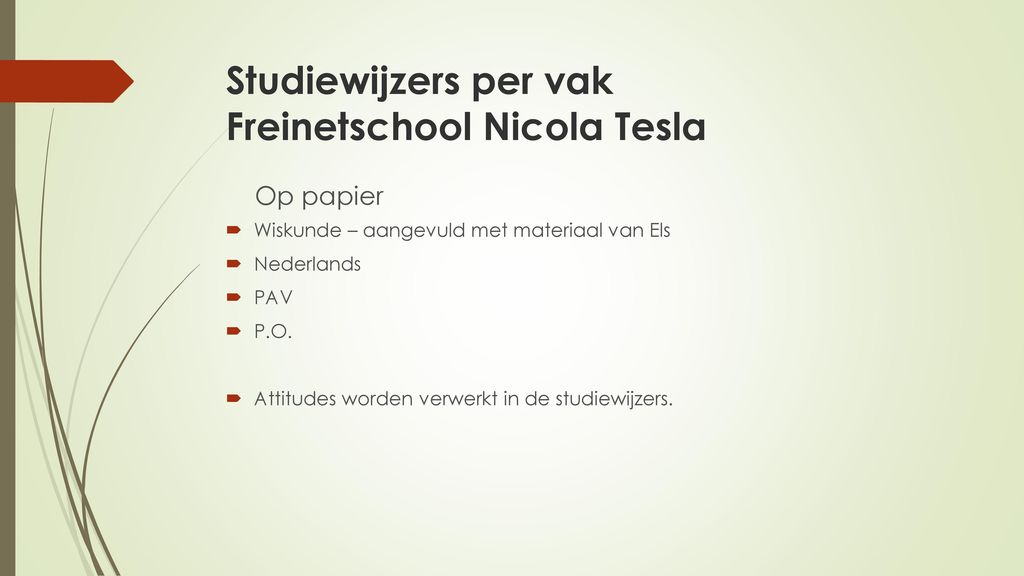 Studiewijzers per vak Freinetschool Nicola Tesla