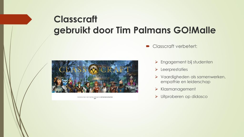 Classcraft gebruikt door Tim Palmans GO!Malle