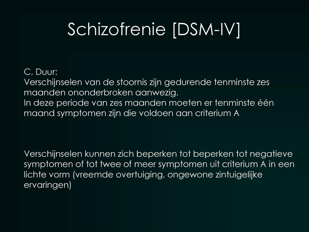 Diagnose volgens DSM-IV