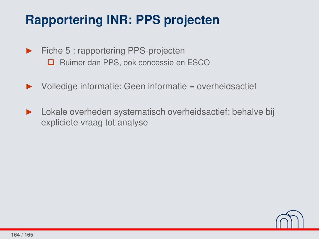 Rapportering INR: PPS projecten