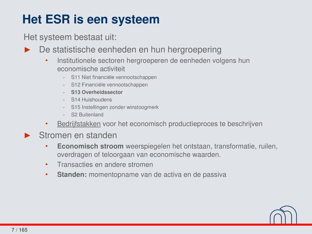 Het ESR is een systeem Het systeem bestaat uit: