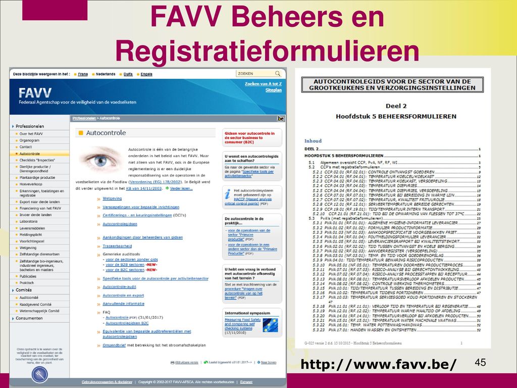 FAVV Beheers en Registratieformulieren
