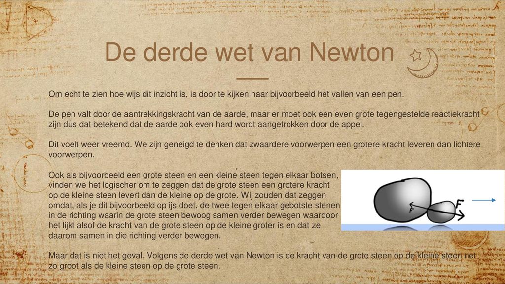 De derde wet van Newton Om echt te zien hoe wijs dit inzicht is, is door te kijken naar bijvoorbeeld het vallen van een pen.