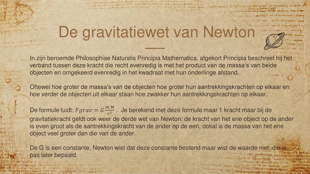 De gravitatiewet van Newton