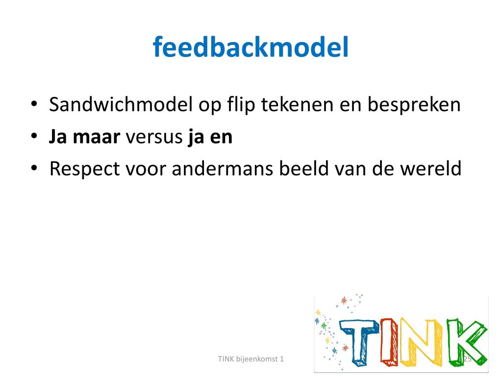 feedbackmodel Sandwichmodel op flip tekenen en bespreken