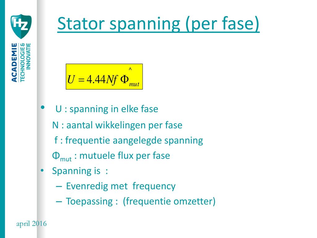 Stator spanning (per fase)