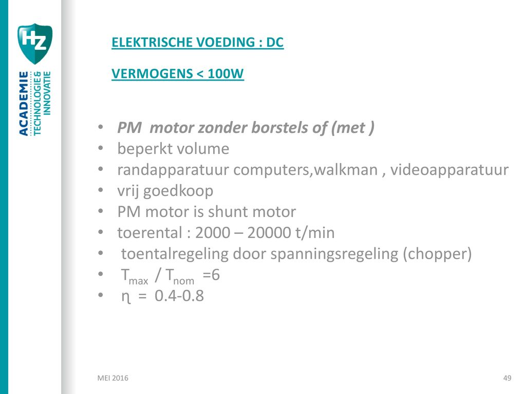 Elektrische Voeding : DC Vermogens < 100W