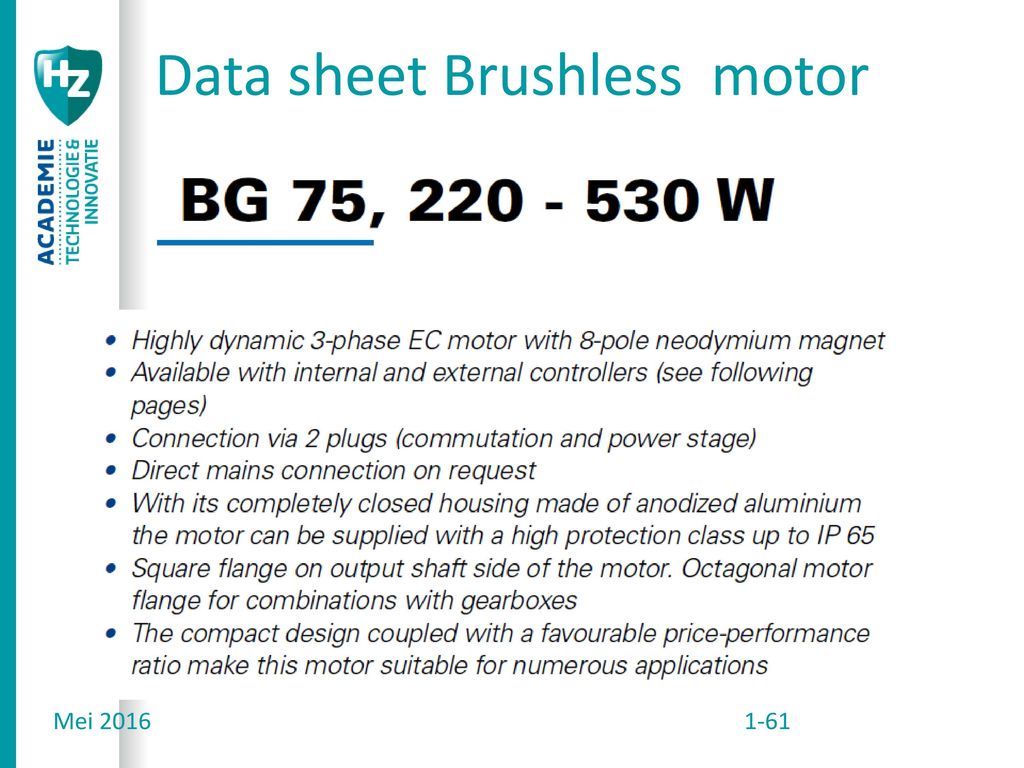 Data sheet Brushless motor