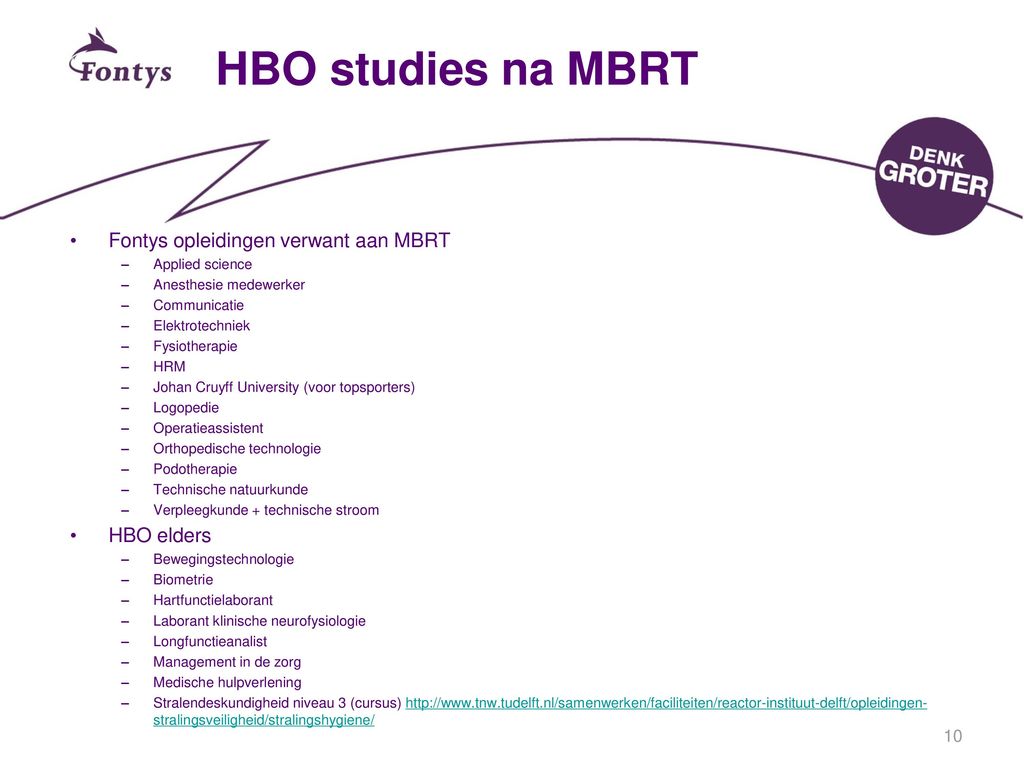 HBO studies na MBRT Fontys opleidingen verwant aan MBRT HBO elders