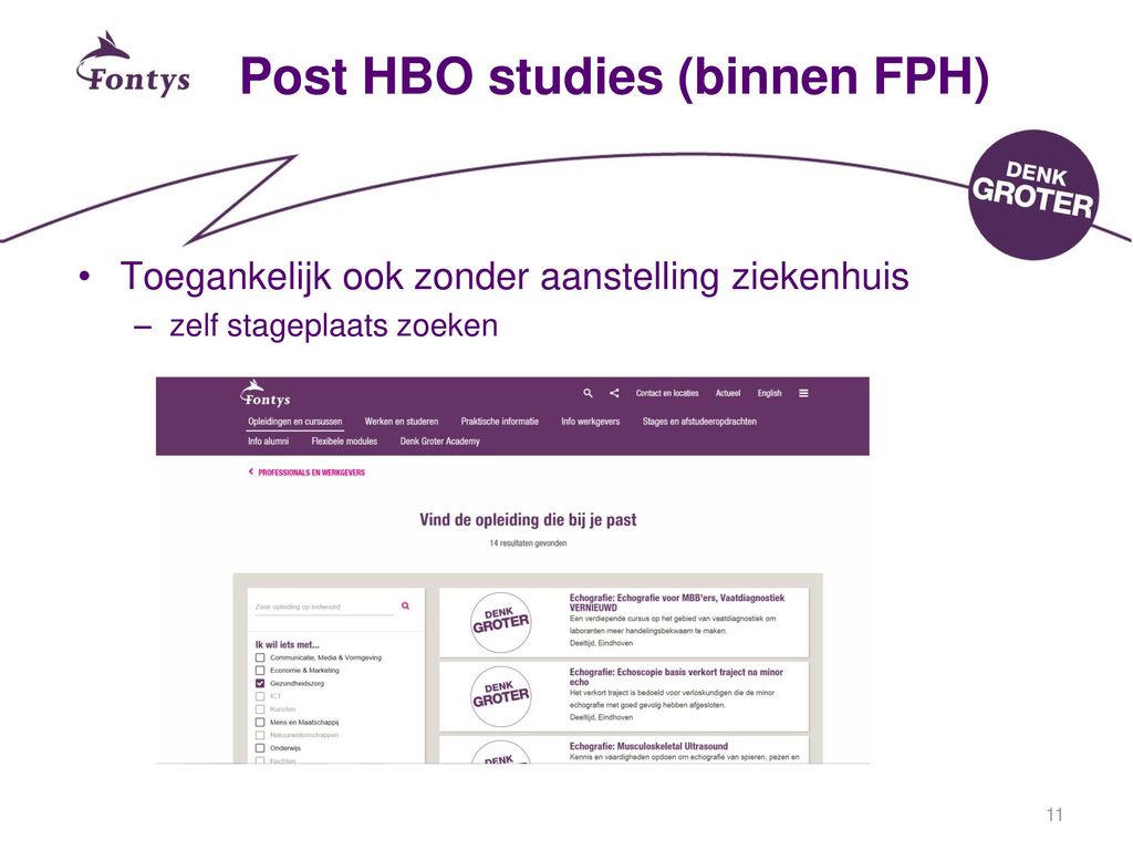 Post HBO studies (binnen FPH)