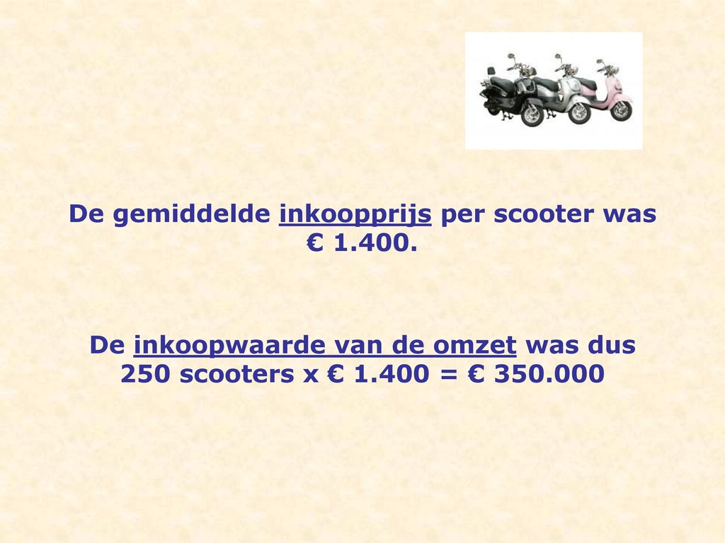 De gemiddelde inkoopprijs per scooter was €