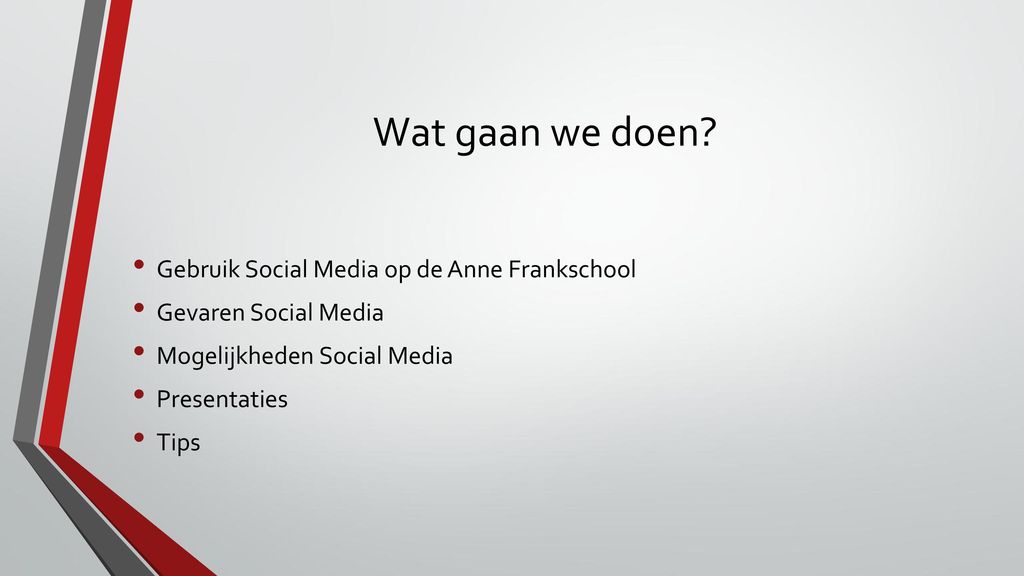 Wat gaan we doen Gebruik Social Media op de Anne Frankschool