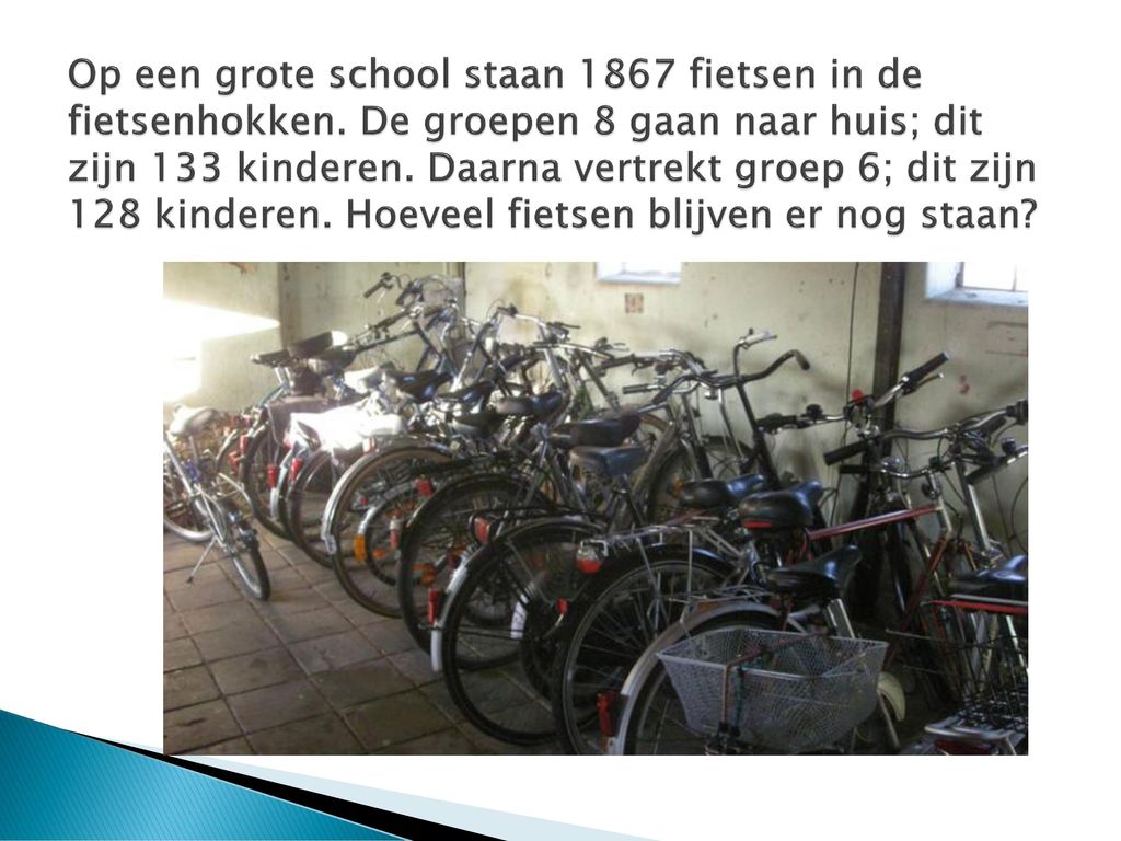 Op een grote school staan 1867 fietsen in de fietsenhokken