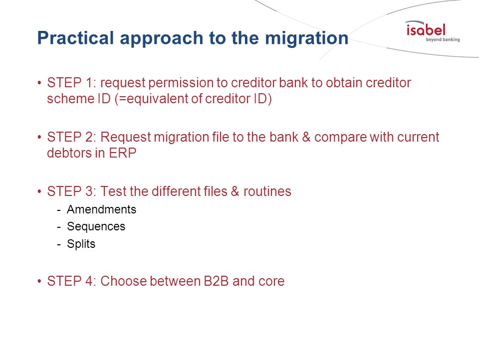 Practical approach to the migration