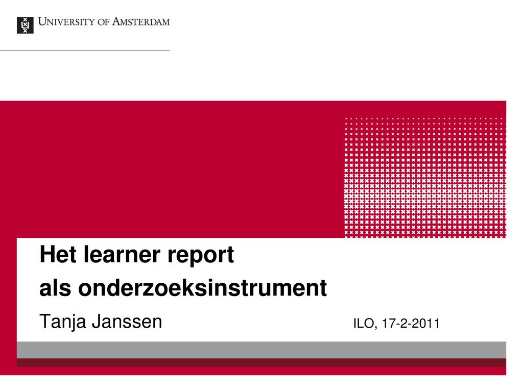 Het learner report als onderzoeksinstrument