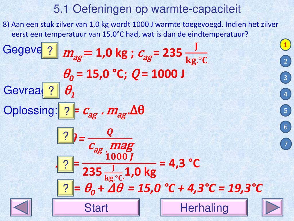 5.1 Oefeningen op warmte-capaciteit