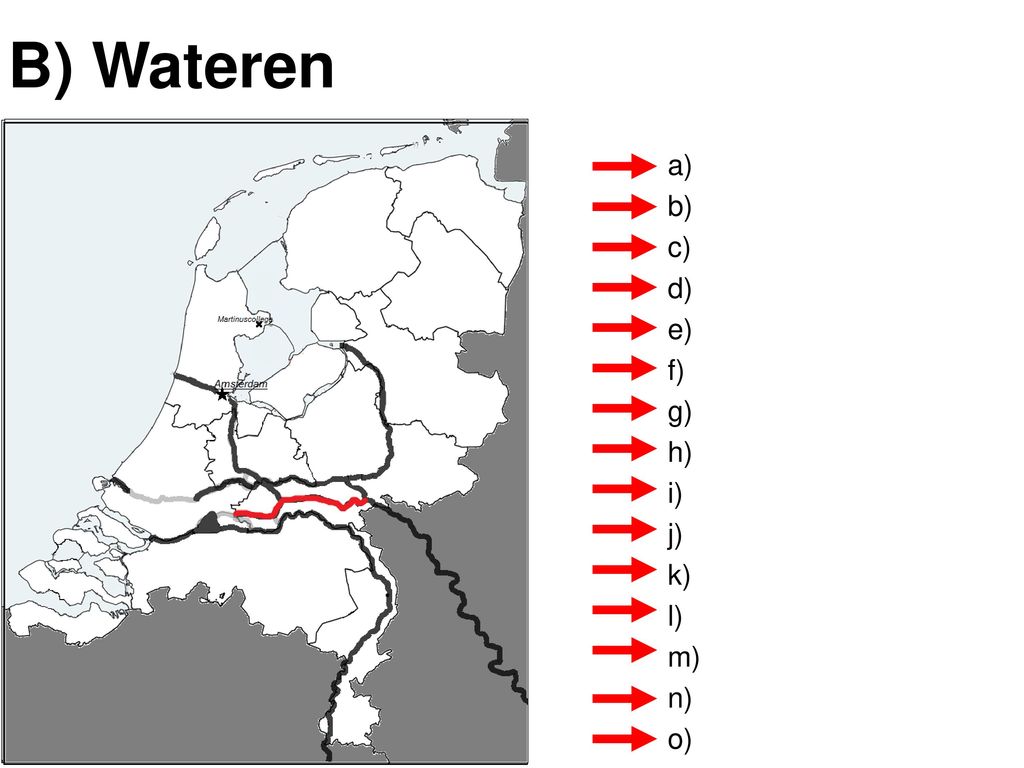 B) Wateren Oosterschelde Lek Nieuwe Waterweg IJssel Markermeer
