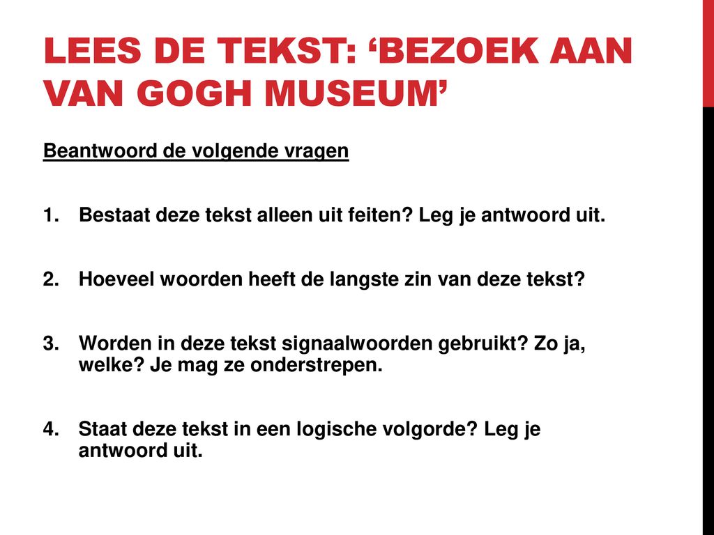 Lees de tekst: ‘Bezoek aan Van Gogh Museum’