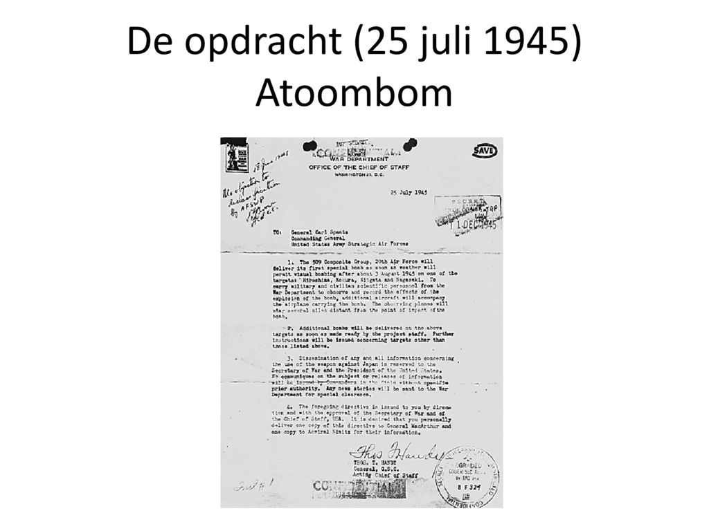 De opdracht (25 juli 1945) Atoombom