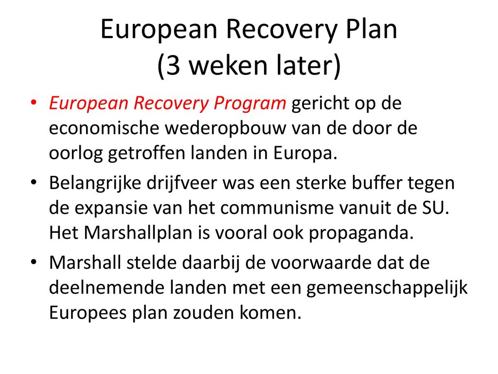 European Recovery Plan (3 weken later)