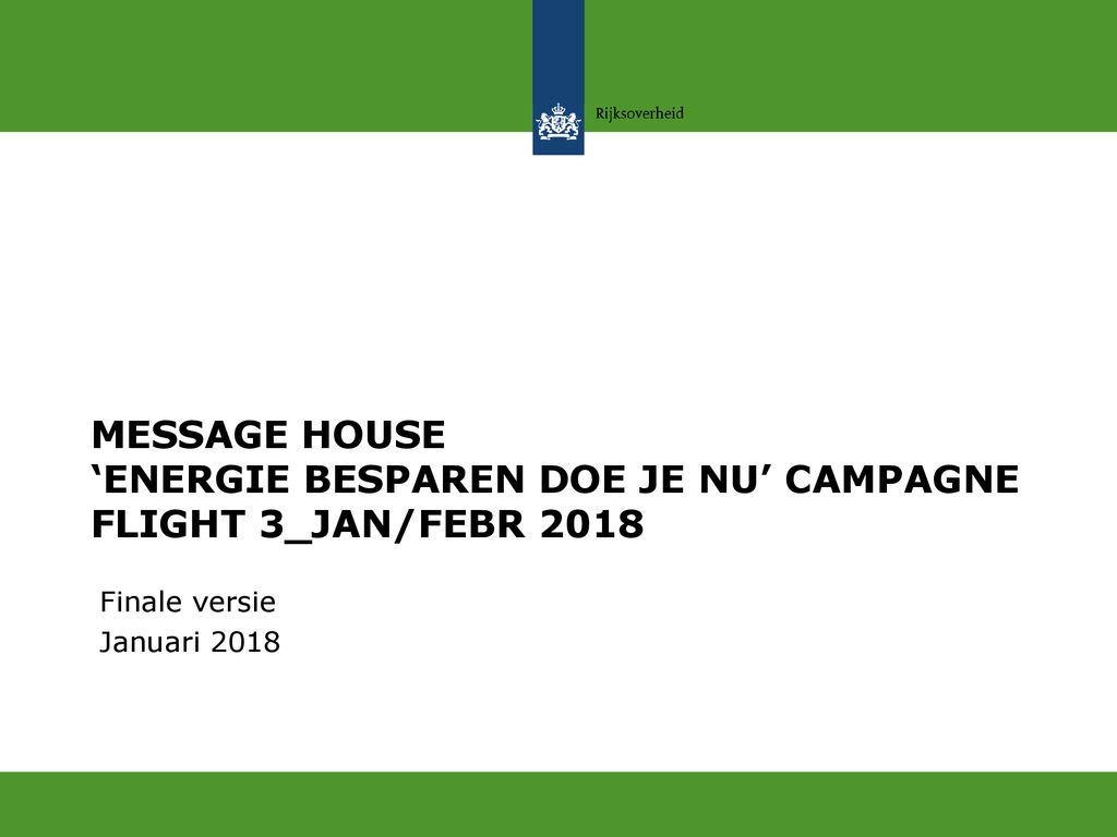 Message house ‘Energie besparen doe je nu’ campagne Flight 3_jan/febr 2018