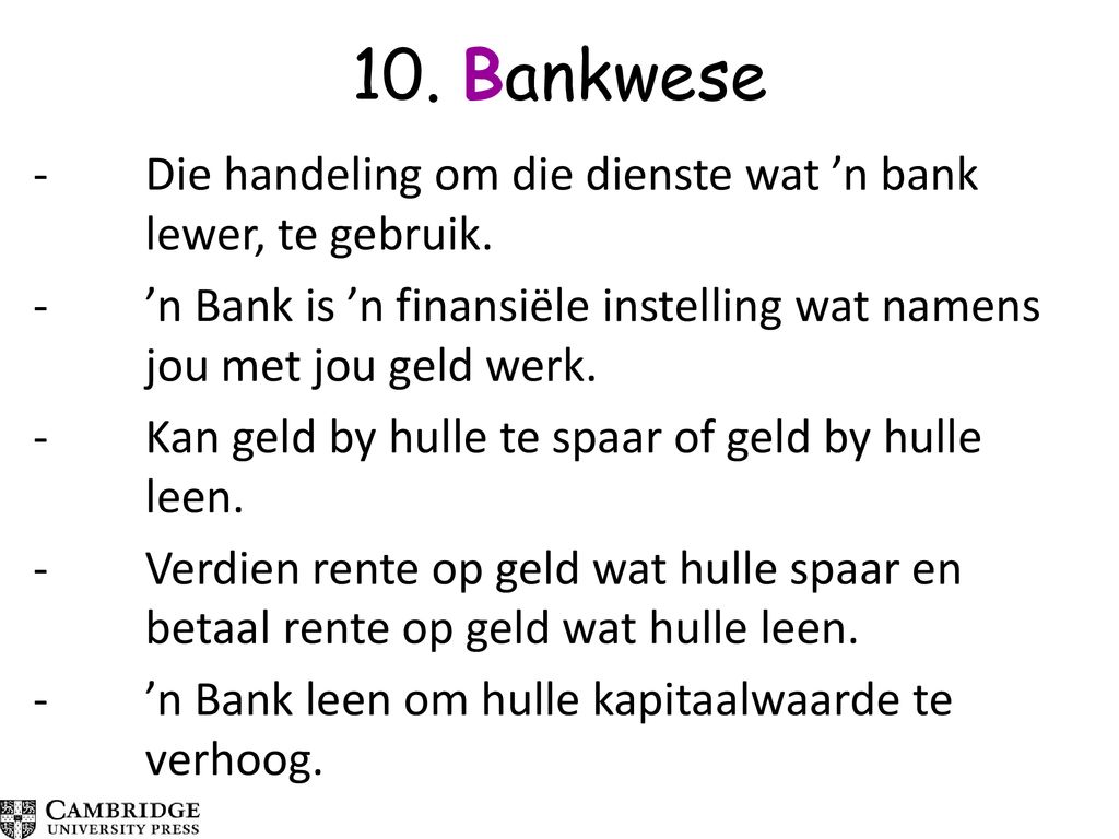 10. Bankwese
